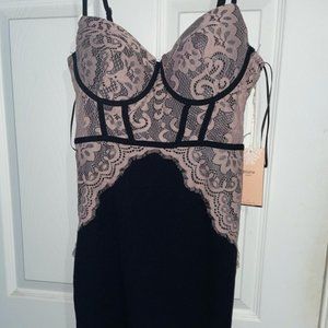 NWT Black and Pink Lace Mini Party Valentine’s Day Dress
